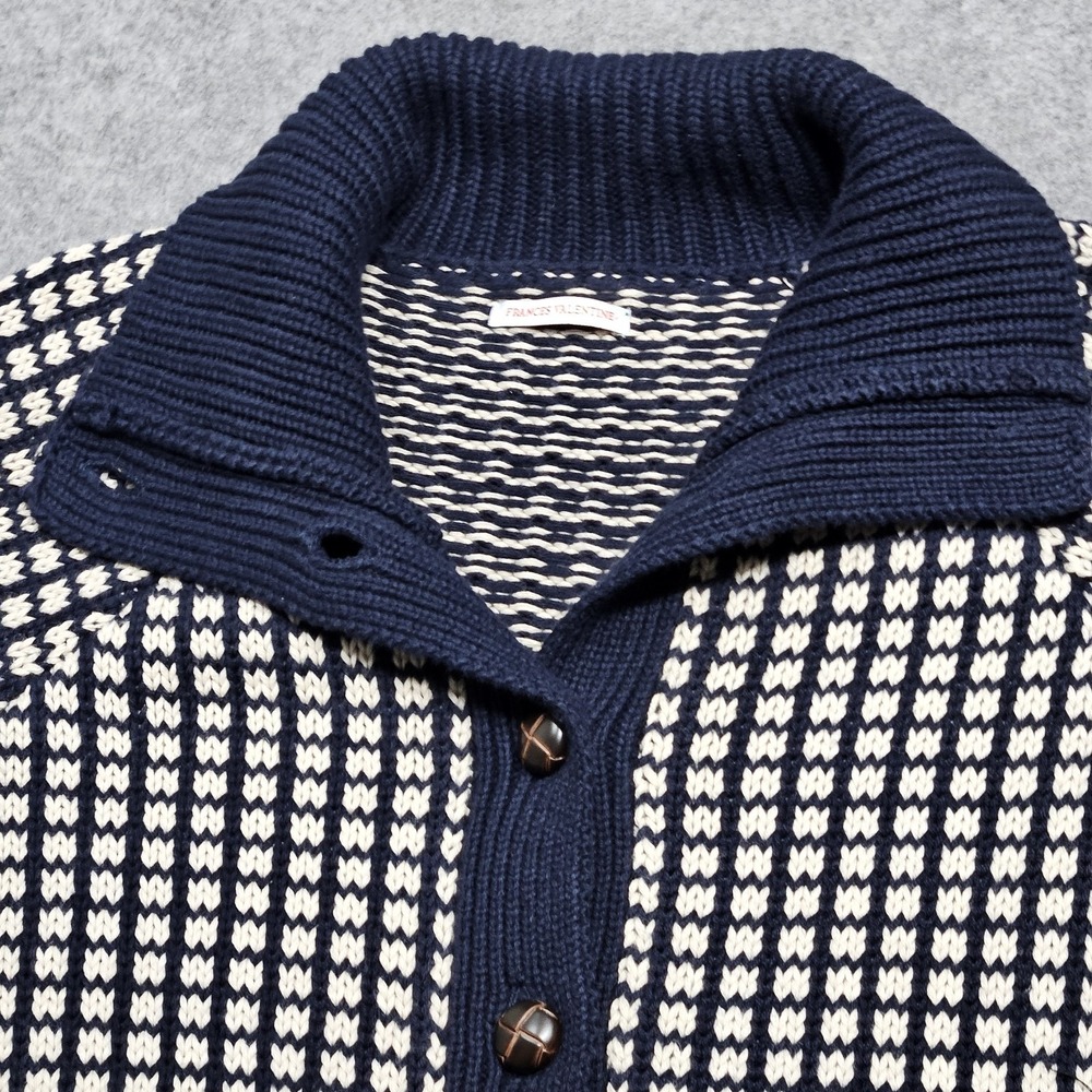 Francis Valentine Blue Natural Archie Cardigan Knit Sweater‎ XL Wool Cashmere - Picture 4 of 16